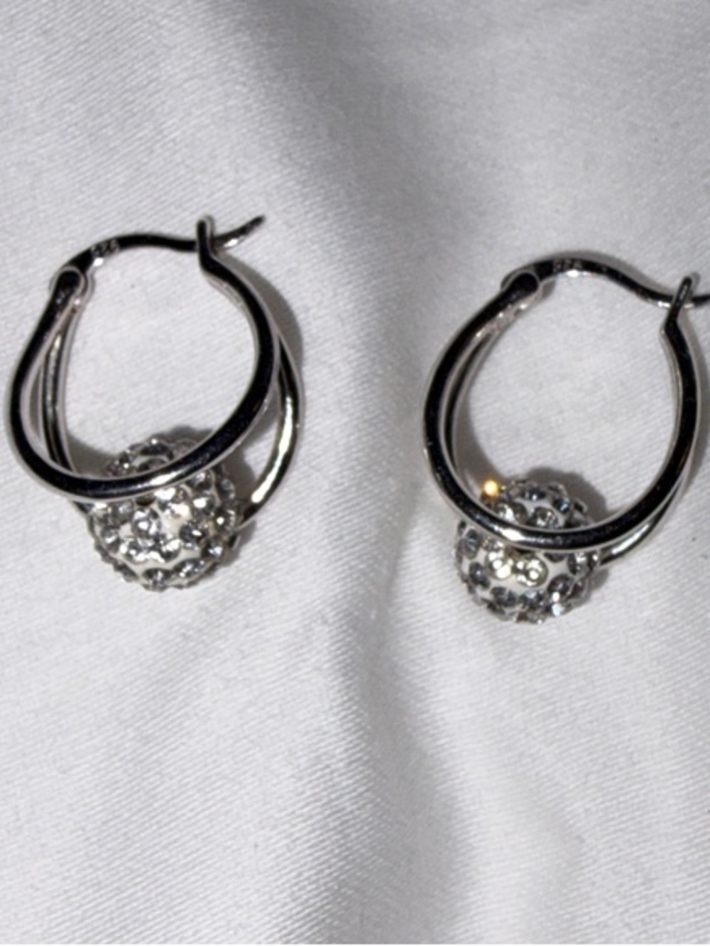 Vintage 925 Crystal Ball Huggie Earrings